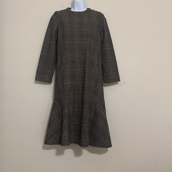 Nain Atelier handmade Plaid Brown Dress women M luxury academia Y2K event formal - Picture 6 of 10